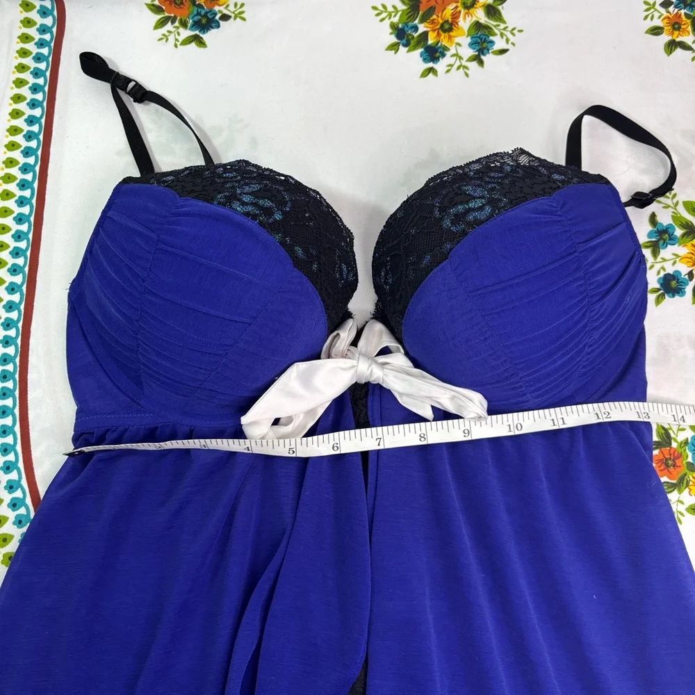 La SENZA sz L Purple & Black Push up Bra with Mesh & White Bow Lingerie - Picture 8 of 9